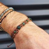 Greenstone One Off Macrame Bracelet - Brown 5 Stones