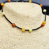 Deluxe Raw Amber & Greenstone Teething Necklace - Heavy Duty Macrame