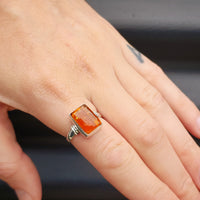 (T) Solid Sterling Silver & Natural Baltic Amber Handmade Solitaire Ring