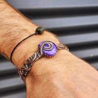 Handmade Copper & Natural Charoite Wrap Cuff Bracelet