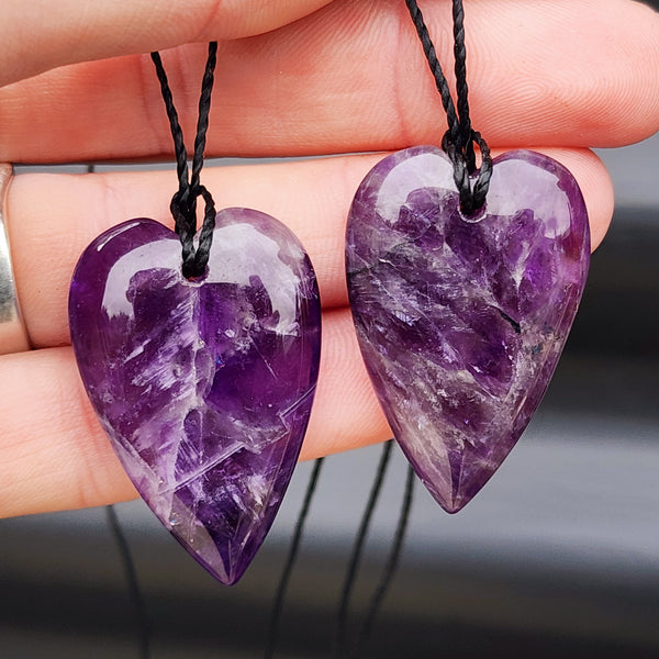 Natural Amethyst Heart Pendant Necklace