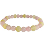 Adults Elastic Raw Lemon Amber & Rose Quartz Bracelet