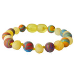 Amber Teething Bracelet / Anklet - Raw Butter Amber & Rainbow Malachite