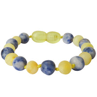 Amber Teething Bracelet / Anklet - Raw Butter & Blue Spot Jasper