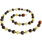 Amber Teething Necklace - Raw Cherry, Lemon, Tiger Eye