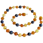 Amber Teething Necklace - Raw Butter, Honey & Lapis Lazuli