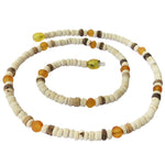 Adults Surfer Necklace - White Coconut Beads with Raw Honey Amber