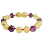 Amber Teething Bracelet / Anklet - Raw Lemon & Amethyst