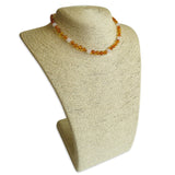 Amber Teething Necklace - Polished Honey & White Quartz