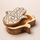 Wooden Hamsa Hand Trinket / Jewelry Box (8A3)