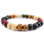 Small Mixed Colored Wood Bead Elastic Bracelet